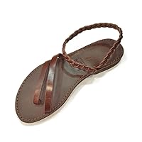 Greek Handmade Sandals, ELATUS Womens Genuine Leather Handcrafted Ancient Style, Gladiator Spartan Roman Summer Flat Slide Slingback Shoes Fashion Boho Greece
