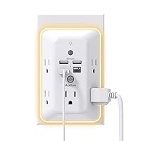 Surge Protector, Outlet Extender with Night Light, Addtam 5-Outlet Splitter and 4 USB Ports(1 USB C), USB Wall Charger Power Strip, Multi Plug Outlet for Home, Office, School, ETL Listed