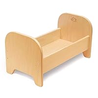 Environments Wooden Baby Doll 22”L x 12”W x 12”H Bed Play Furniture, Natural Finish, Fits up-to 22-Inch Doll, Preschool, Kids Toy (900402)