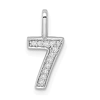 14k White Gold Diamond Sport game Number 7 Pendant Necklace Measures 15.38x7.02mm Wide 1.37mm Thick Jewelry for Women