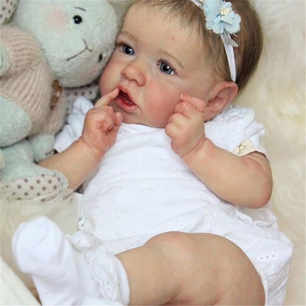 KSBD Reborn Baby Dolls Real Saskia Replica, 20 inch Newborn Baby Girl Doll With Realistic Veins, Lifelike Handmade Vinyl Reborn Doll with Weighted Cloth Body, Advanced Painted Gift Set for Kids Age 3+