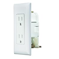 RV Designer S811, Self Contained Dual Outlet with Cover Plate, White, AC Electrical