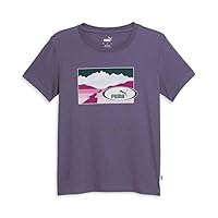 Puma Womens Trail Remix Graphic Crew Neck Short Sleeve Athletic Tops Casual - Purple