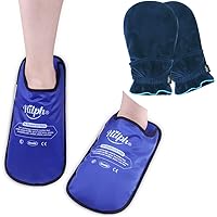 Hilph Bundle of 2 Ice Pack Slippers, 2 Chemotherapy Hand Ice Pack Gloves