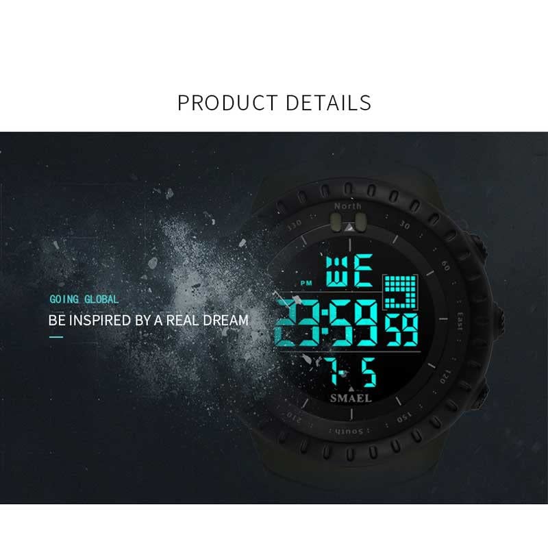 SMAEL Brand Men's Digital Watches Luxury Waterproof Modern Clock Male Date LED Chronograph Electronic Wristwatches 1237