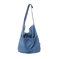 Denim Shoulder Bag Canvas Messenger Bag for Women Men Tote Bag Casual Retro Aesthetic Crossbody Bag Handbag