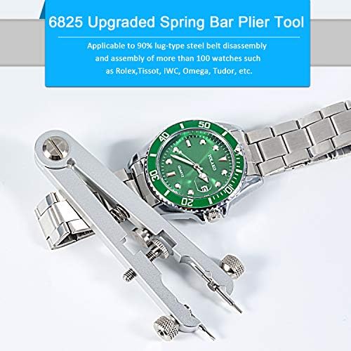 Watch Spring Bar Plier Tool Set with Durable 10 Tips Pins, 6825 Spring Bar Tweezer Tool for Watch Wrist Bands Strap Removal Repair Fix Kit