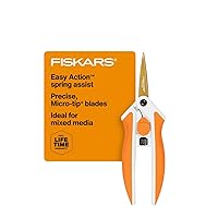 Fiskars Premier No. 5 Micro-Tip Easy Action Titanium Scissors - Stainless Steel Fabric and Mixed Media Scissors - Arts and Crafts - Orange