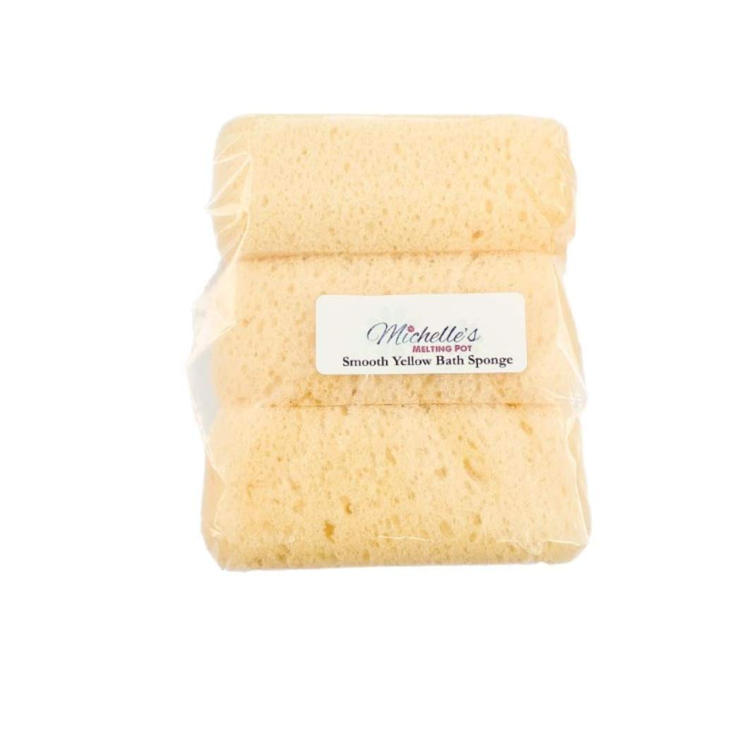 Michelle's Melting Pot Foam Bath Sponge Shower Sponge 3 Count (Smooth Yellow)