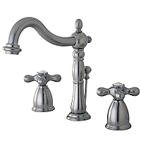 Kingston Brass KB1978AX Heritage Widespread Lavatory Faucet with Metal Cross Handle, Brushed Nickel,8-Inch Adjustable Center