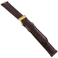 14mm Genuine Lizard Padded Stitched Burgundy Watch Band Strap