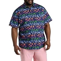 Oak Hill by DXL Men's Big and Tall Tropical Print Sport Shirt