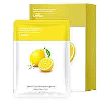 Korean Natural Organic Moisturizing and Hydrating Fruit Sheet Facial Mask (Lemon) 5 Count