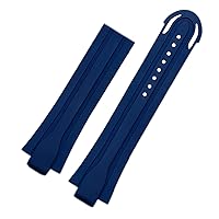 24mm*12mm Lug End Rubber Waterproof Watchband for Oris Wristband Silicone Band Stainless Steel Folding Clasp (Color : Blue no Clasp, Size : 24-12mm)