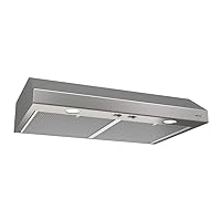 Broan-NuTone Glacier 24-inch Under-Cabinet 4-Way Convertible Range Hood with 2-Speed Exhaust Fan and Light, Stainless Steel