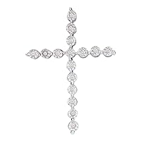 The Diamond Deal Sterling Silver Womens Round Diamond Roman Cross Religious Pendant 1/8 Cttw