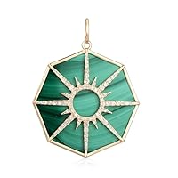 Beautiful Sun Star Malachite Diamond 925 Sterling Silver Charm Pendant,Gift