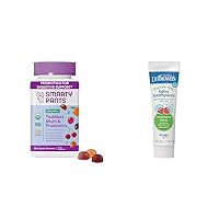 SmartyPants Organic Toddler Multivitamin Gummies Bundle with Dr. Brown's Fluoride-Free Strawberry Baby Toothpaste, 60 Count