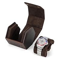 Watch Travel Case,Crazy Horse Leather Watch Box Single Pack Handmade Creative Hexagonal Outdoor Travel Watch Storage Box