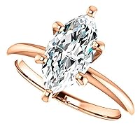 10K Solid Rose Gold Handmade Engagement Ring 1.0 CT Marquise Cut Moissanite Diamond Solitaire Wedding/Bridal Ring for Womens/Her Proposes Rings