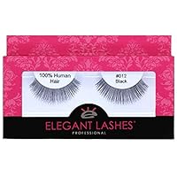 #012 Black - Professional 100% Natural Human Hair False Eyelashes (1 Pair)