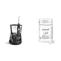 Waterpik Aquarius Water Flosser with 10 Settings, 7 Tips, ADA Accepted Black WP-662 Bundle with Waterpik Fresh Mint Whitening Refill Tablets 30 Count WT-30