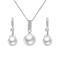 Jewellery Set 3-Piece Silver Necklace for Women and Earrings Silver 925 Heart Pendant Set Pearl Jewellery Silver Jewellery Set for Women