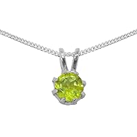 Solid 925 Sterling Silver Natural Peridot Womens Pendant & Chain - Choice of Chain lengths