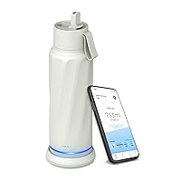Vita Insulated Smart Water Bottles with Straw, Intake Tracker, Water Safety Analyzer, LED Reminder, BPA Free, 18 oz Double Wall Vacuum Stainless Steel Thermos (Flip Lid + Straw)