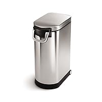 simplehuman 35 Liter, 40 lb / 18.1 kg X-Large Pet Food Storage Container for Dog Food, Cat Food, and Bird Feed, Brushed Stainless Steel