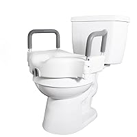 Raised Toilet Seat and Elevated Commode Booster Seat Riser with Removable Padded Grab bar Handles & Locking Mechanism