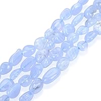 3 Strands Adabele Natural Light Blue Lace Agate Healing Gemstone Loose Beads 6mm to 8mm Free Form Oval Tumbled Pebble Stone Beads (Total 45 Inch) for Jewelry Making GZ11-2