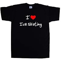 I Love Heart Ice Skating Black T-Shirt