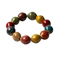 Retro Ceramic Beads Bracelets Ethnic Style Porcelain Beads Bracelet for Men Women, Handmade Beaded Stretch Bracelets