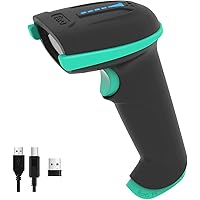 Tera Barcode Scanner Wireless Versatile 2-in-1 (2.4Ghz Wireless+USB 2.0 Wired) with Battery Level Indicator 328 Feet Transmission Distance Rechargeable 1D Laser Bar Code Reader USB Handheld (Blue)