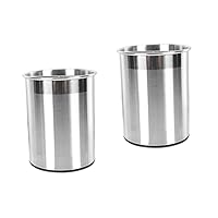 BESTOYARD 2 pcs Rotating Bucket Utensil Makeup Cup Organizer Flatware Holder Makeup containers Makeup Brush Storage Holder Tool Holder no Cover Stainless Steel to Rotate
