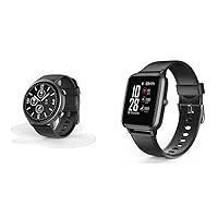 Hama Smartwatch 6910 Waterproof with GPS Tracker, Black & Smartwatch 5910, GPS, Waterproof (Fitness Tracker for Heart Rate/Calories, Sports Watch with Pedometer, Sleep Monitor, Music Control), Black