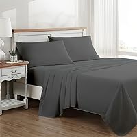 Queen Sheet Set Dark Grey 100% Egyptian Cotton Sheets 1000 Thread Count Sheets 4 Piece Hotel Luxury Bed Sheets Sateen Weave 17 Inch Deep Pocket Fitted Sheet, Flat Sheet & 2 Pillowcases