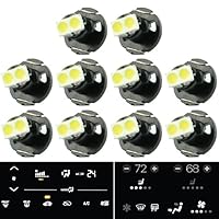Jtech 10x T4 / T4.2 Neo Wedge 2 SMD LED White Car Dashboard Instrument Cluster Panel, A/C Climate Control HVAC Switch Light Bulb
