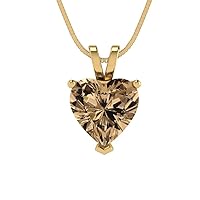Clara Pucci 2.0 ct Heart Cut Fine Pendant Brown Champagne Simulated Diamond Gem Solitaire Pendant With 18