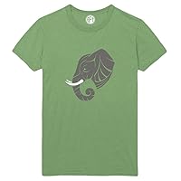 Elephant Head Profile Printed T-Shirt - Dill-Green - 6XL