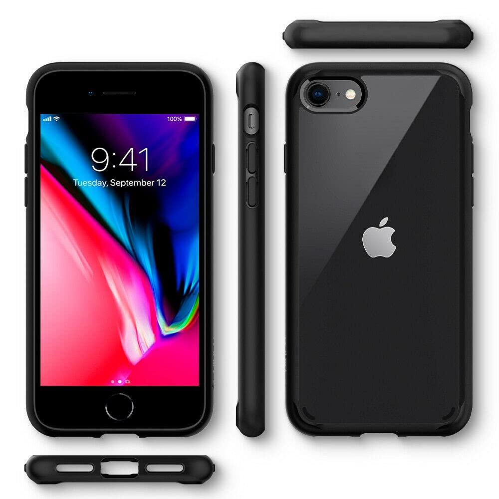 Spigen Ultra Hybrid (Anti-Yellowing PC Back) Designed for iPhone SE 2022 Case/iPhone SE 3 Case 2022 / iPhone SE 2020 Case/iPhone 8 Case/iPhone 7 Case - Black