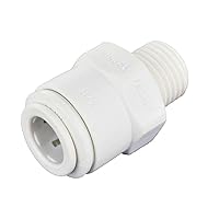 John Guest 3/8 Inch OD x 1/4 Inch NPT Male Connector, Push to Connect Plastic Plumbing Fitting, PP011222WP