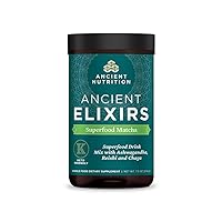 Matcha Green Tea Powder with Ashwagandha, Ancient Elixirs Superfood Matcha Energy Powder, with MCTs, Promotes Healthy Energy Levels, Paleo and Keto Friendly, 20 Servings