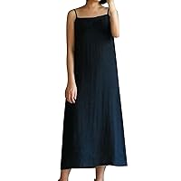 Spring Dresses for Women 2024 Midi,Women's Summer Sleeveless Plain Suspender Dress Fitted Dress Plus Size