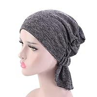 MSBRIC Soft Pure Color Long Tail Hijabs Cap Muslim Women's Inner Hat Turban Folds Elastic Band Bonnet Chemo Beanie - Color 3194