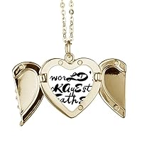Worldâ€™s Okayest Father Festival Quote Folded Wings Peach Heart Pendant Necklace