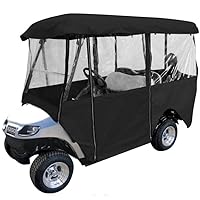Deluxe Golf Cart Enclosure, 4-Person Golf Cart Drivable Cover, Long Roof 4 Passenger Fit for EZGO, Club Car, Yamaha Cart (4-Person)