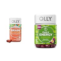 OLLY Ultra Strength Brain Softgels 60 Count and Daily Energy Gummy 60 Count Bundle