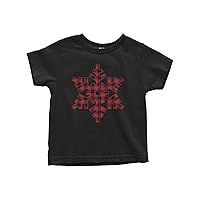 Threadrock Kids Red Plaid Snowflake Toddler T-Shirt